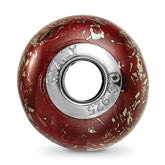 Sterling Silver 925 Dark Red Ceramic Bead with Platinum Foil Detailing